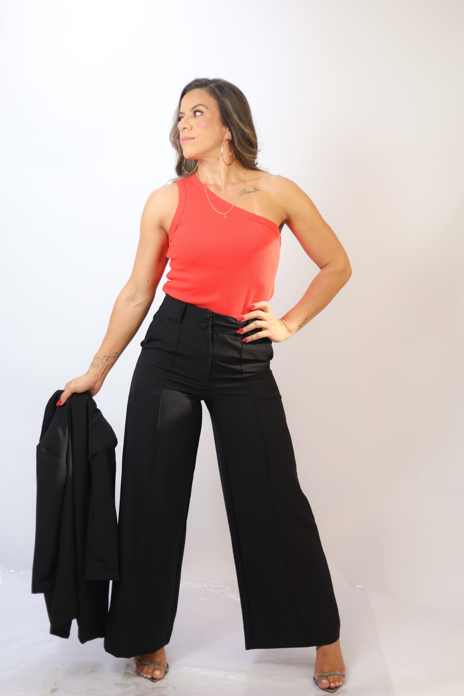Conjunto emma maxi blazer e calça alfaiataria com nervuras