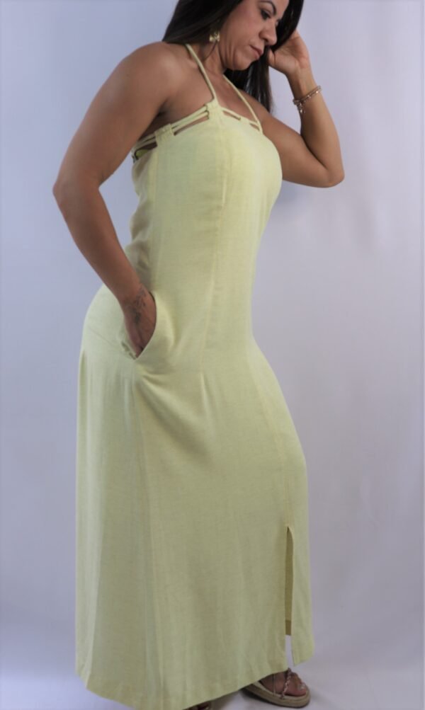 vestido amarelo manteiga