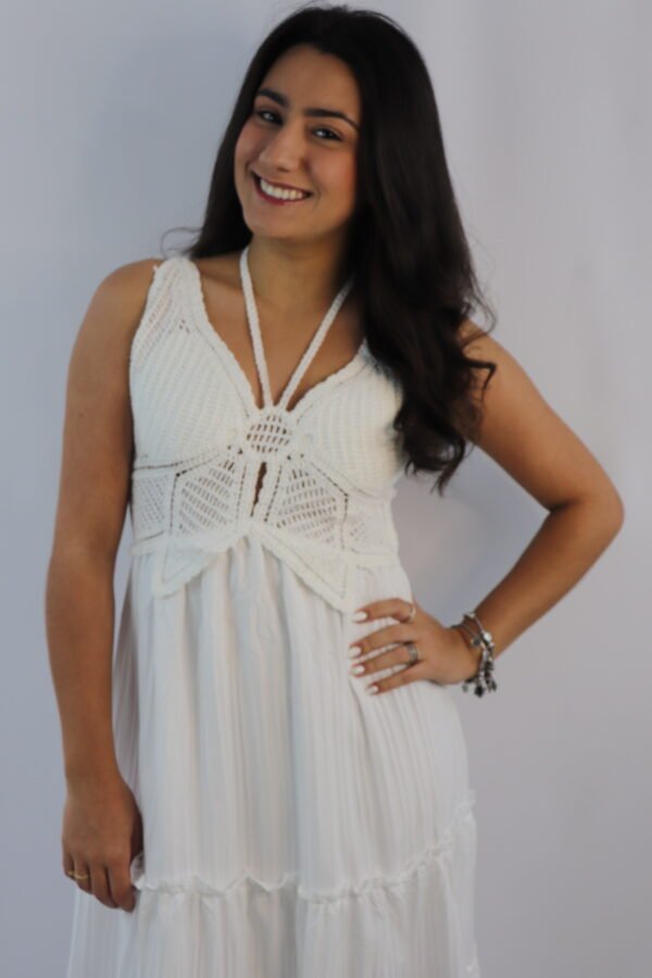 Vestido longo feminino detalhe crochê Tschu - Image 3